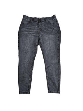 Terra & Sky Jegging Jeans Womens 1X Black Charcoal Wash High Rise Pull On Denim